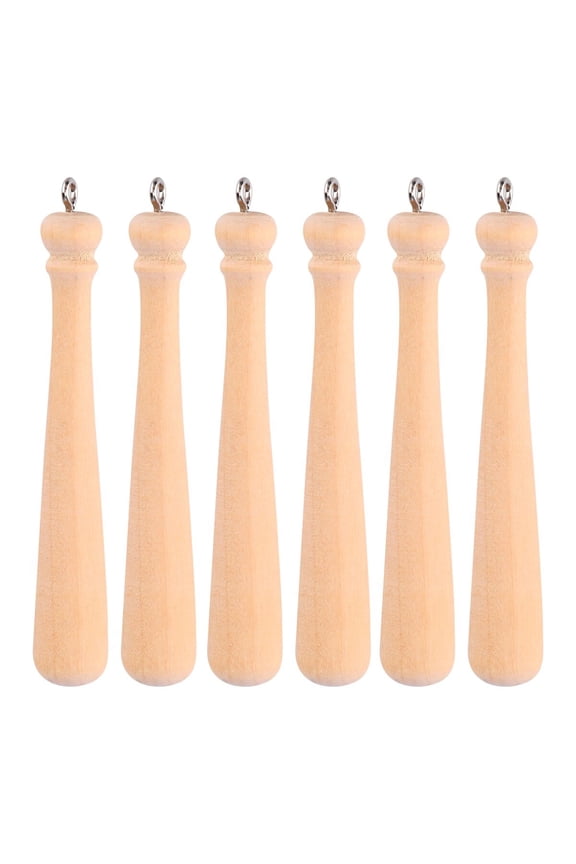 50Pcs Baseball Bat Wooden Keychain Pendant Beige Unique Design Accessory