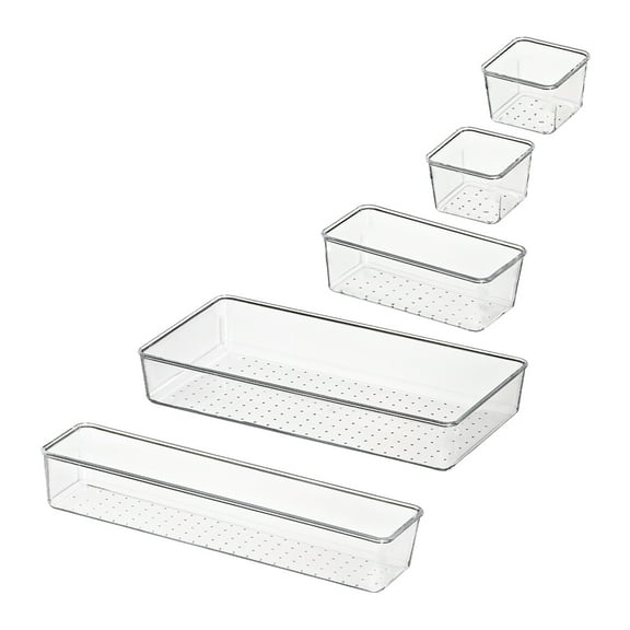 SEWOART 5-Pack Storage Boxes with Drawers for Home and Office, 12x6x2 Inches, Organizer Containers