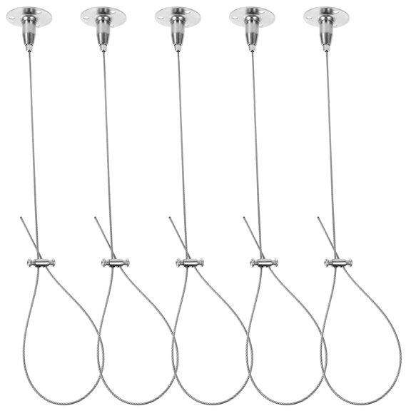 SEWOART 5-Pack Picture Hanging Hooks Set, Zinc Alloy Rail System for Secure Ceiling Display and Wall Art Mounting