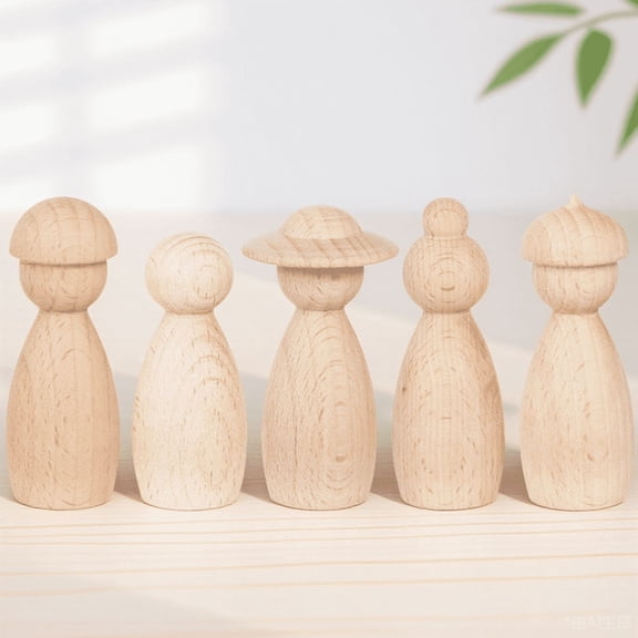 SEWOART 5Pcs Building Puppet Kit Khaki Wooden DIY Art Craft Projects Ornaments