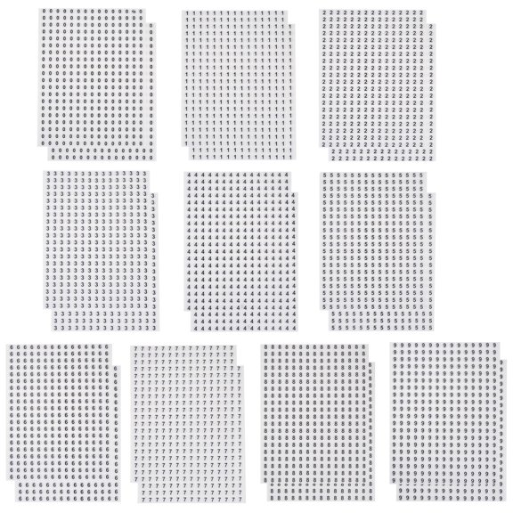 SEWOART 6000Pcs Self-Adhesive White Paper Number Paster for Home and Craft Projects
