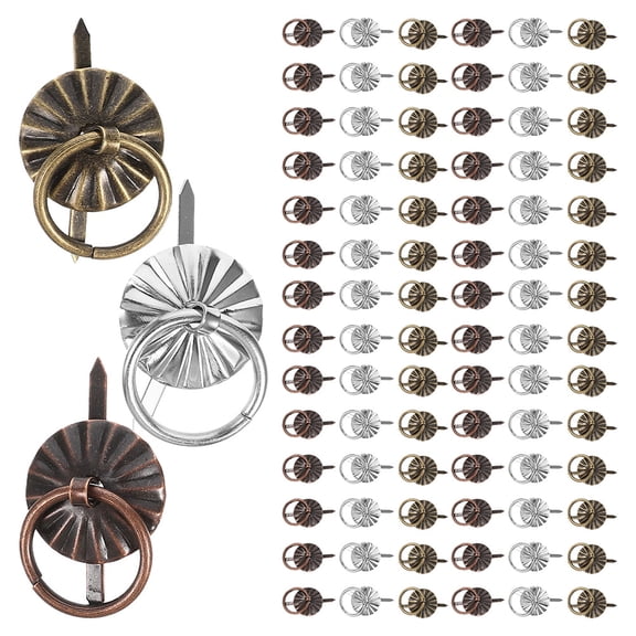 SEWOART Vintage Iron Drawer Pulls Assorted Colors Ring Shape for Small Drawers