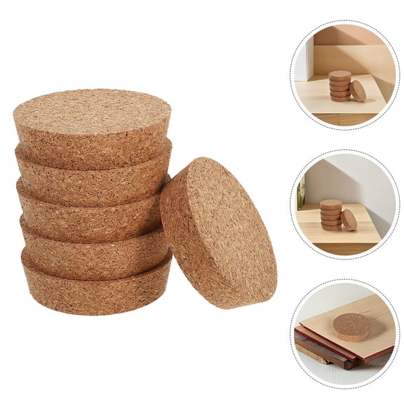 SEWOART Cork Bottle Stoppers for Glass Bottles Brown Soft Wood 6Pcs