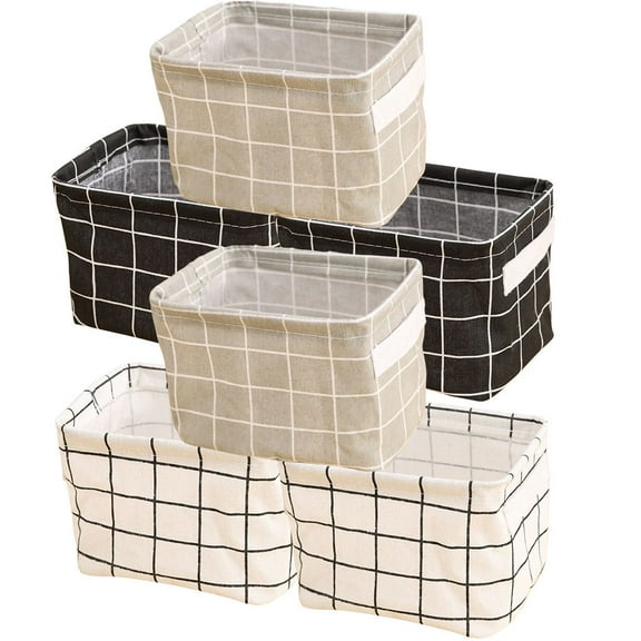 SEWOART 6Pcs Nordic Style Cotton Fabric Basket Set Assorted Colors Soft Decorative Storage Bins