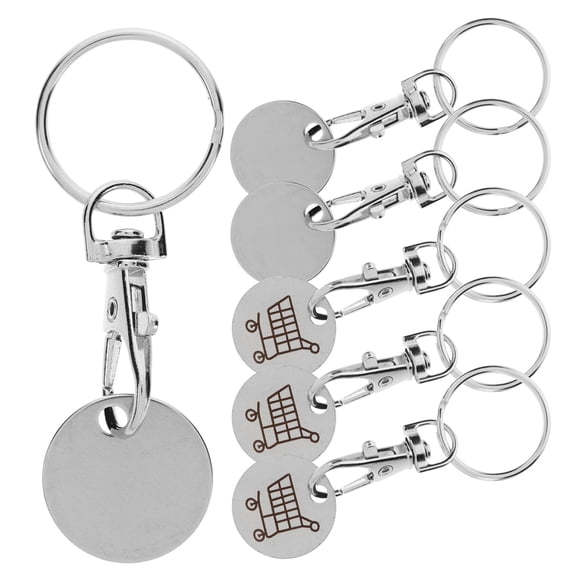 SEWOART 6-Pack Stainless Steel Shopping Cart Tokens with Portable Keyring for Easy and Convenient Use