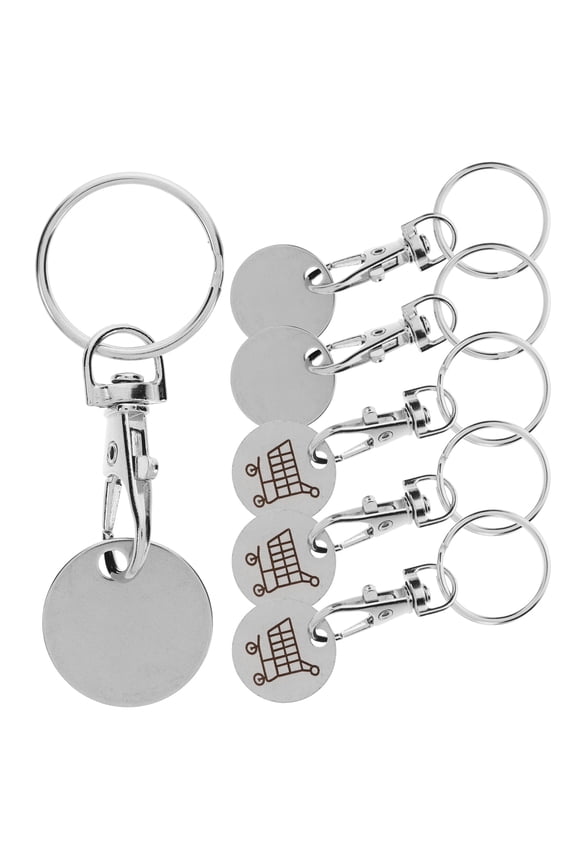 6-Pack Stainless Steel Shopping Cart Tokens with Portable Keyring for Easy and Convenient Use