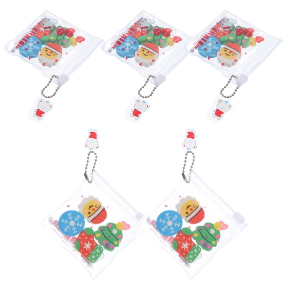 SEWOART 6Sets Small Christmas Shaped Erasers Multi Function Erasers for Home Use