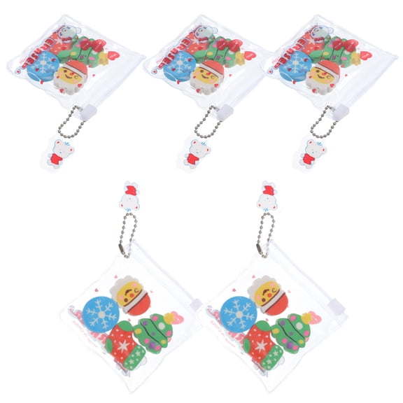 SEWOART 6Sets Multi Function Christmas Erasers Assorted Small Erasers for Sketch and Home Use
