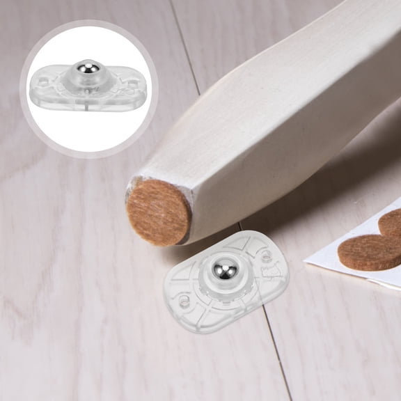 SEWOART 8Pcs 360 Degree Rotating Transparent Adhesive Caster Wheels for Furniture and Storage Boxes with Silent Swivel