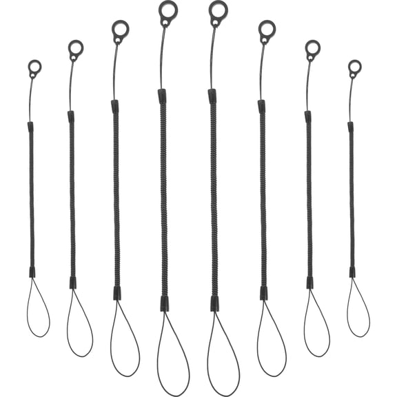 SEWOART 8Pcs Black Stylus Pen Lanyard with Retractable Coiled Spring Rope for Accessibility