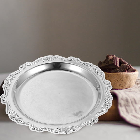 SEWOART European Style Metal Candy Plate Sturdy Decorative Snack Holder for Parties