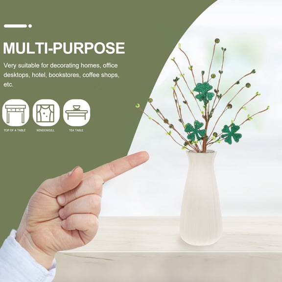 SEWOART Simulation Greenery Stem Four Leaf Clover Pick Plastic Decoration for Home Decoration 1Pcs