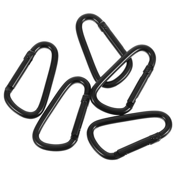 SEWOART Lightweight Aluminum Alloy Carabiner, Durable Keychain Buckle, Black, 5Pcs