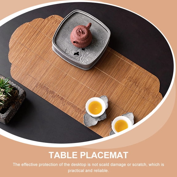 SEWOART Bamboo Hot Pad Zen Style Tea Table Mat Light Brown Waterproof 1Pack