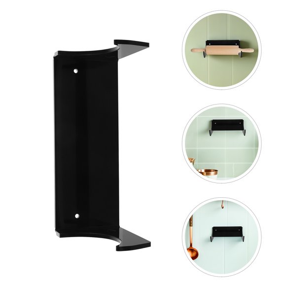 SEWOART Black Acrylic Kitchen Rolling Pin Holder Wall Rack Space Saving Storage Organizer