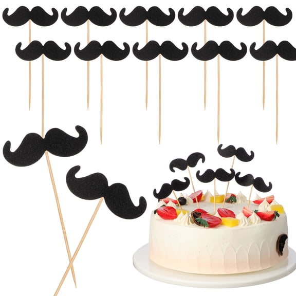 SEWOART Cupcake Ornaments Cupcake Topper 40pcs Mustache Party Decorations Little Man Shower Decorations Mustache Cupcake Toppers Cake Decor Moustache Product