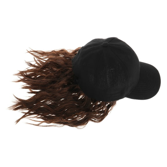 SEWOART Daily Wear Short Curly Hair Wig Baseball Cap with Light Brown Synthetic Hair