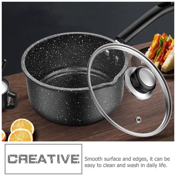 SEWOART Fine Iron Small Pots for Cooking Milk Heating Black 1Pack