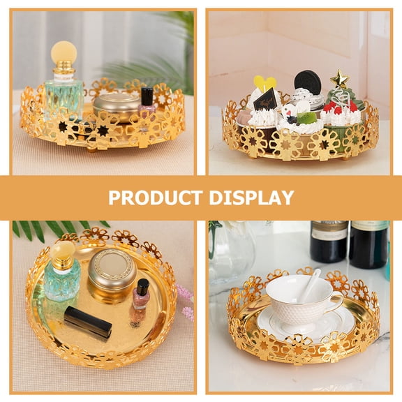 SEWOART Golden Metal Dried Fruit Platter for Home Sturdy Candy and Snack Storage