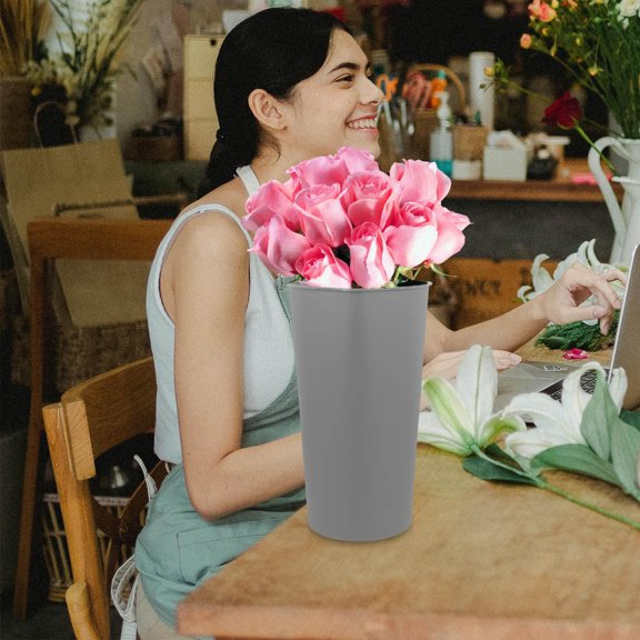 SEWOART Grey Triangular Dried Flower Vase Table Centerpiece for Elegant Floral Arrangements