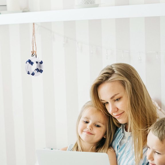 SEWOART Mediterranean Ocean Theme Nautical Hanging Decoration Crafted from Wood and Jute Rope for Versatile Home Decor 20x20 cm