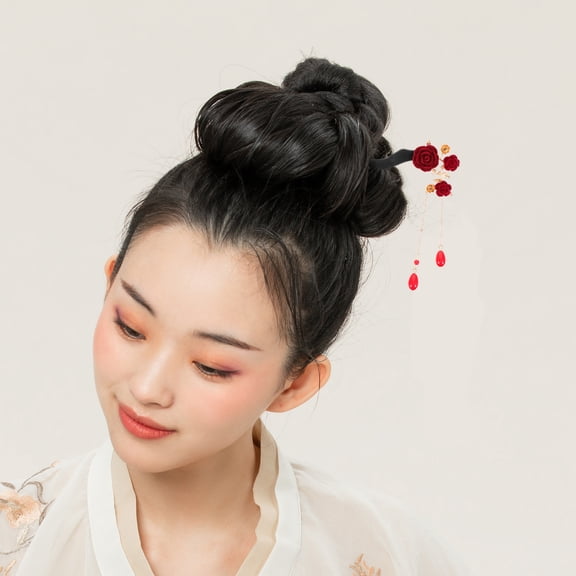 SEWOART Multi Color Rose Flower Hair Stick for Buns Elegant Hair Accessories for Women's Made of Wood and Alloy