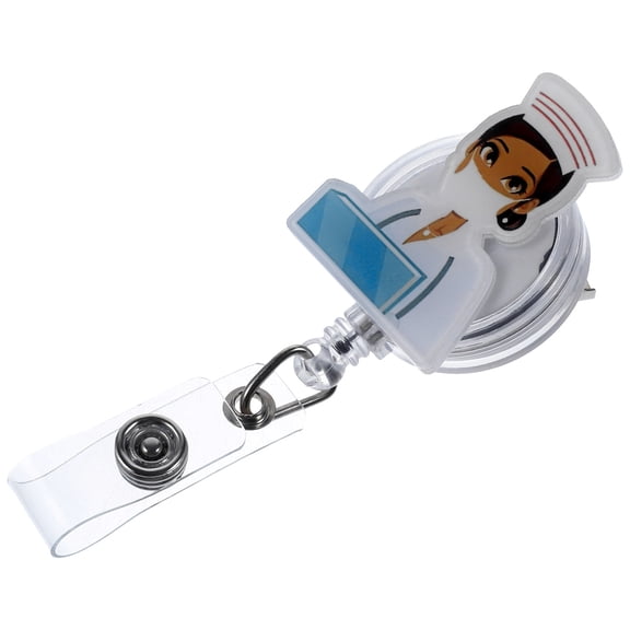 SEWOART Portable White Badge Reel with Retractable Design for Name Tag and Id Card Holder