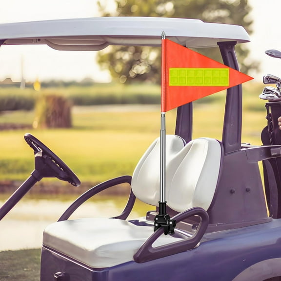 SEWOART Adjustable Height Orange Reflective Golf Cart Flag Pole for Wheelchair and Vehicle Safety
