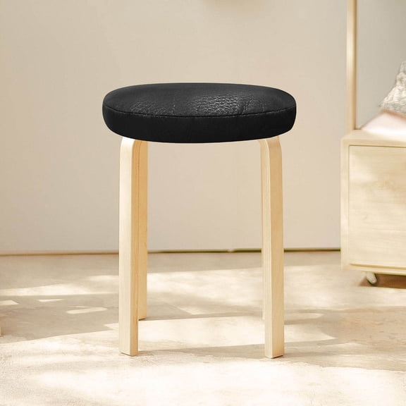 SEWOART 2Pcs Black Stretch Round Chair Seat Covers for Dining and Bar Stools