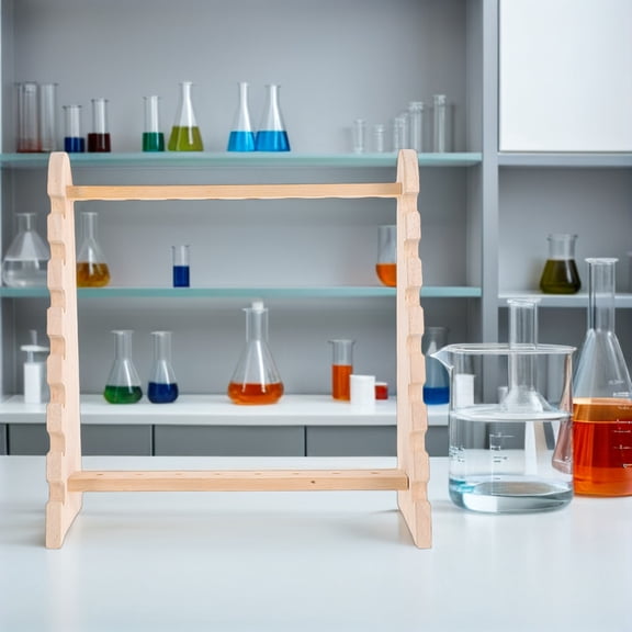 SEWOART Sample Tube Rack Wooden Lab Tube Stand Light Yellow for Laboratory Supplies