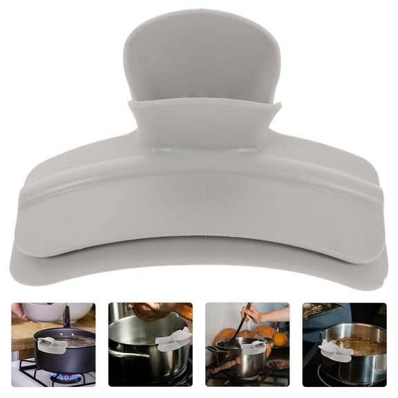 SEWOART Reusable Grey Silicone Kitchen Funnel with Clip on Pot Edge Strainer for Easy Pouring