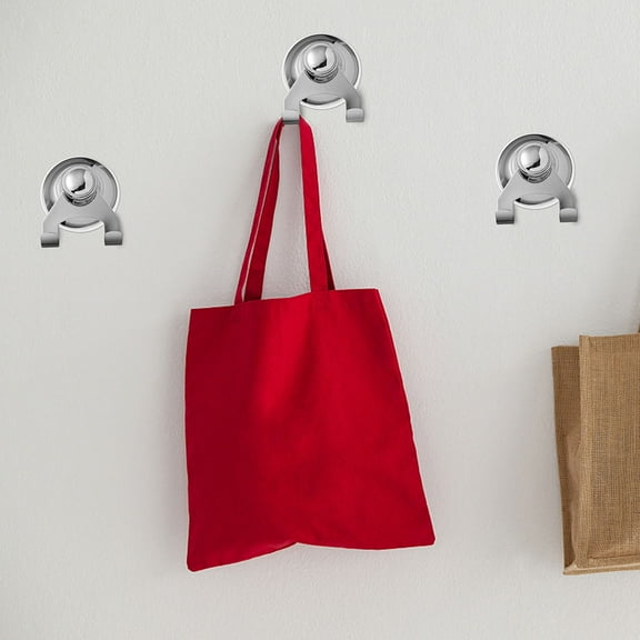 SEWOART Plated Silver Suction Cup Hooks Bathroom Towel Holder Shower Hooks for Smooth Surfaces