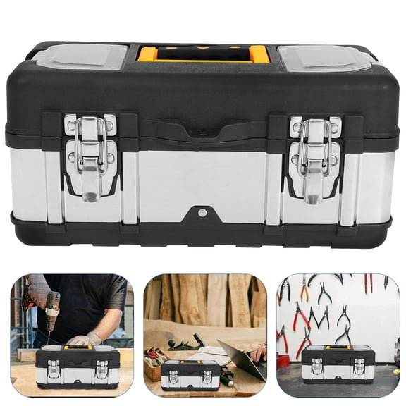 SEWOART Stainless Steel Tool Storage Case with Locking Mechanism and Reinforced Corners for Travel Use