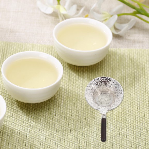 SEWOART Elegant Plated Silver Tea Strainer with Koi Fish Pattern Handle for Loose Leaf Tea