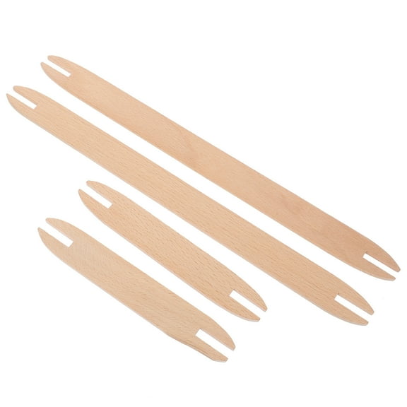 SEWOART 4Pcs Weaving Shuttle Sticks with Wooden Design for Handicraft Lovers Beige