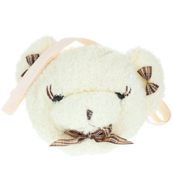 SEWOART White Kawaii Bear Crossbody Bag Soft Plush Phone Case Portable Small Bag