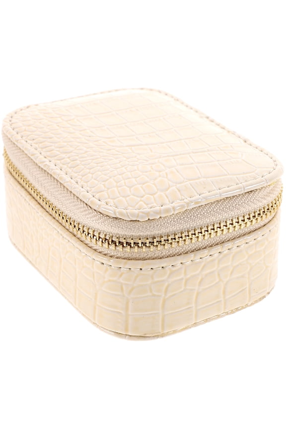 Small White Jewelry Organizer Case Compact Portable Storage for Pendants Brooches and Hairpins