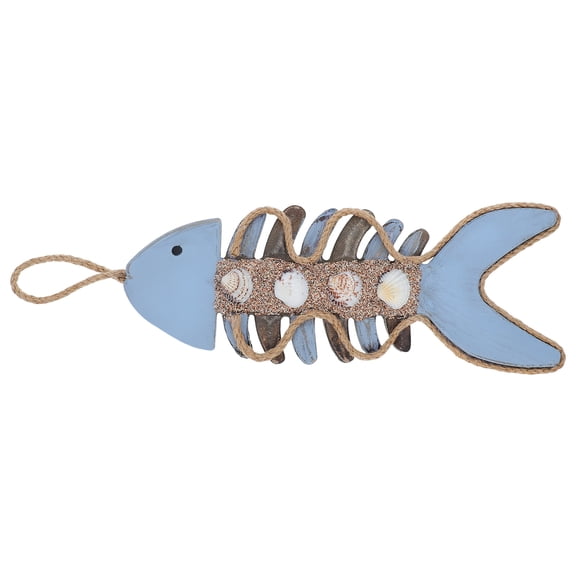 SEWOART Nautical Fish Bone Wall Art Wooden Pendant Mediterranean Style for Beach Theme