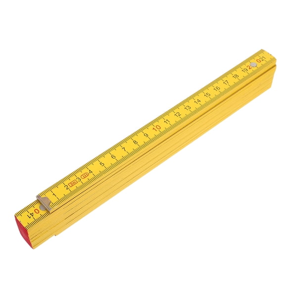 SEWOART Wooden Foldable Measuring Ruler in Yellow with Accurate Double Sided Markings for Workshop Projects