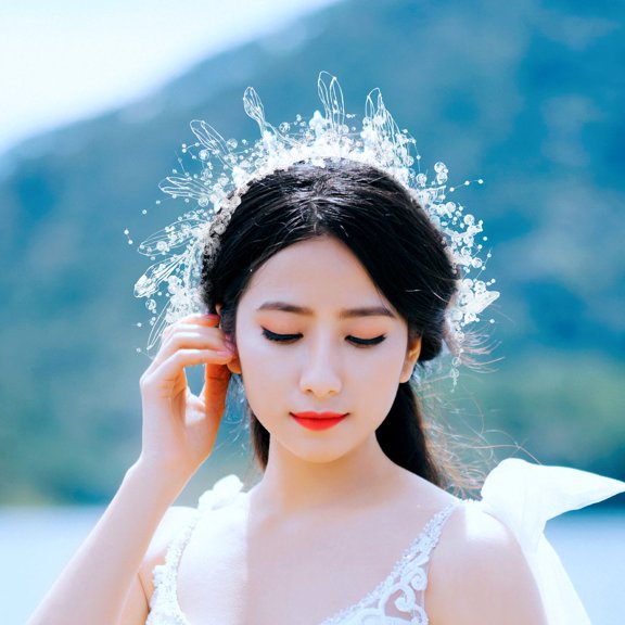 SEWOART wedding crown crystal flower hair pieces Head Adornment for Brides 1Pack