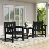 SERWALL 3 Piece Patio Furniture Set,HDPE Outdoor Bistro Set with Coffee Table and Chair for the Patio,Black