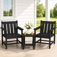 thumbnail image 1 of SERWALL 3 Piece Patio Bistro Set, All-Weather HDPE Outdoor Furniture with 2 Chairs & Side Table for Porch, Balcony & Deck, Black, 1 of 9