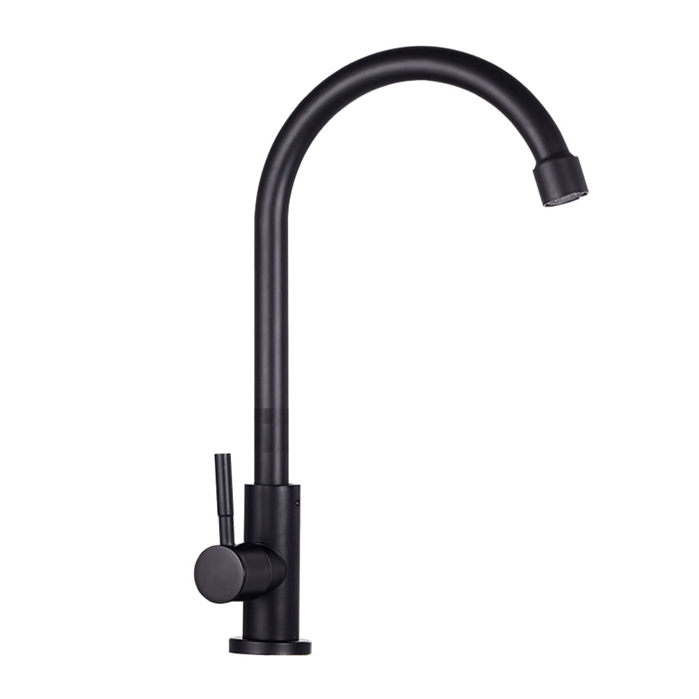 SEXAGESIMO Black Single Handle Kitchen Sink Faucet with Rotatable