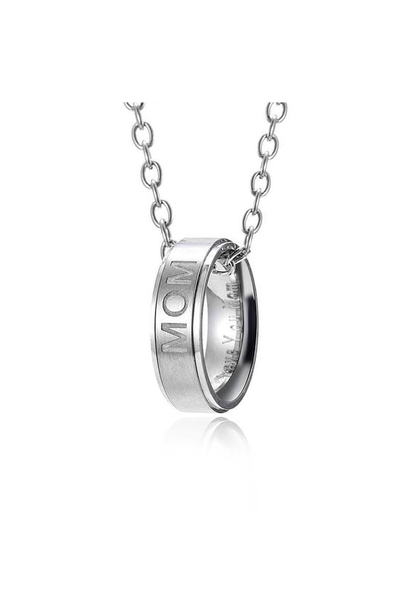 Mom Dad Ring Necklace Love You Dad Mom Titanium Steel Necklace