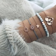 SEXY SPARKLES Stackable Bracelets Multilayer Boho Bracelet Sets Beads Metal Chain Rope Adjustable Bracelets for Women Elastic Rope Charm Bangle Bracelet Best Women Teen Gift