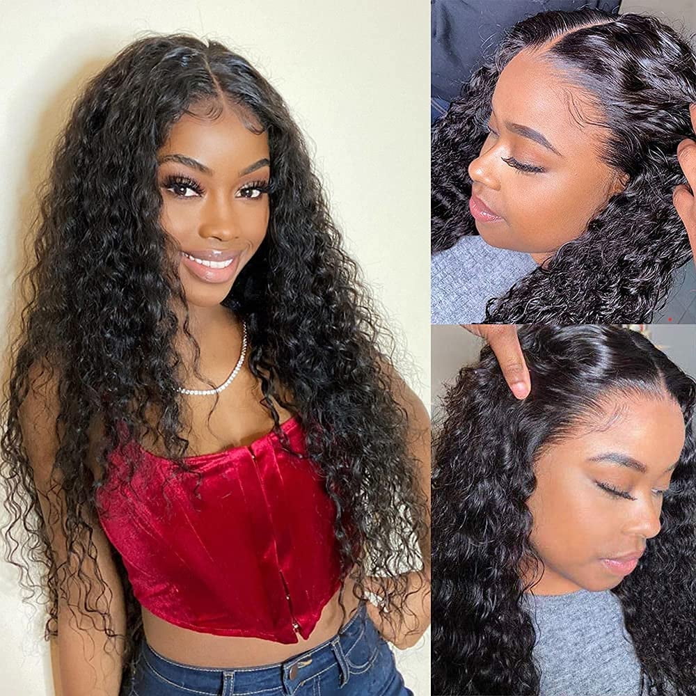 SEXYCAT Water Wave 13x4 T-Part Lace Front Wigs For Black Women Human Hair  Pre Plucked with Baby Hair 180% Density Brazilian Virgin Hair 26Inch 