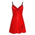 thumbnail image 1 of SEXYLUVVV Women's Satin Slip Silk Bow Solid Color Sexy Sleepwear Lingerie Dress, 1 of 3