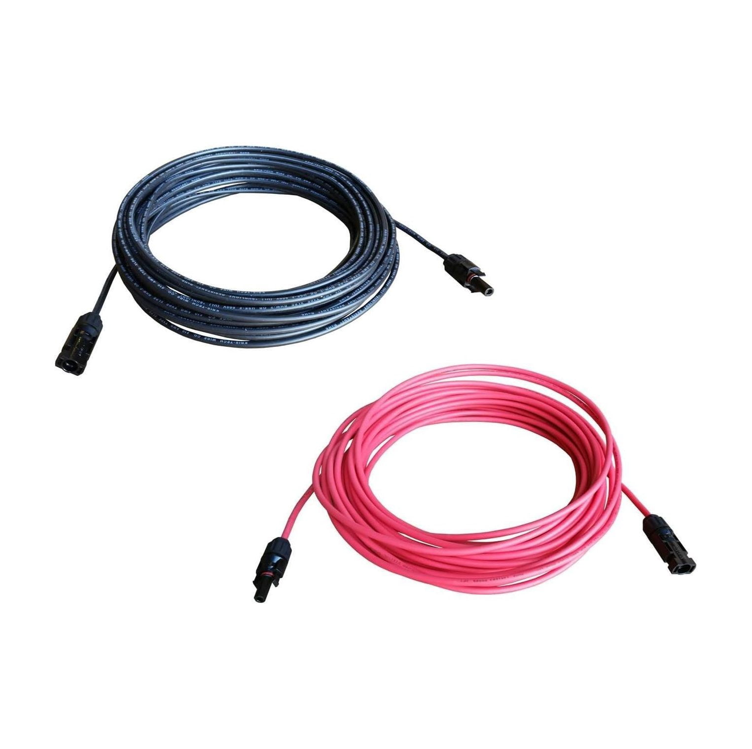 SEYATPOOL 10 Gauge 10 AWG Pair 100 Feet Black +100 Feet Red Solar Panel Extension Cable Wire Solar Connectors