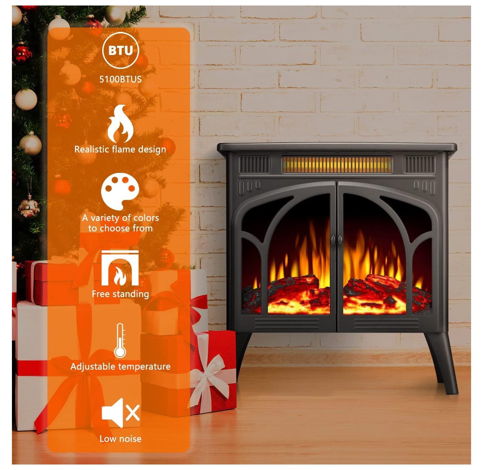 SEYATPOOL 24Inches Electric Fireplace Stove, FreeStanding Electric