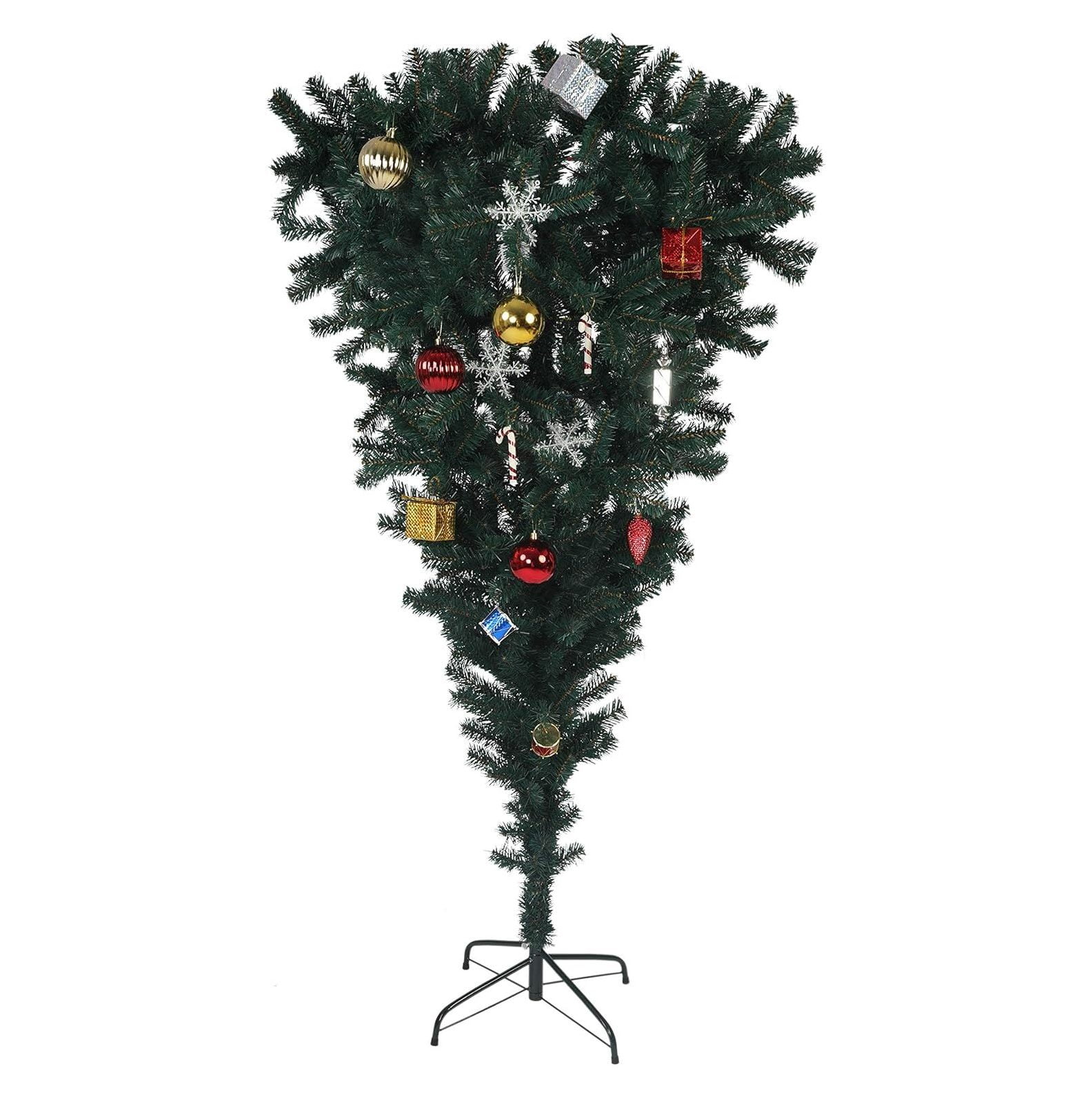 SEYATPOOL 5.5 FT Upside Down Artificial Christmas Tree with Metal Leg